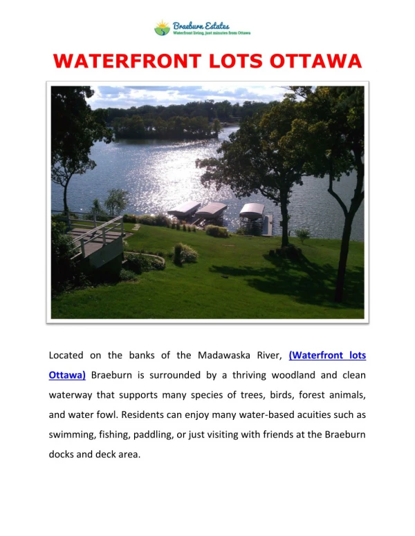 Waterfront Lots Ottawa