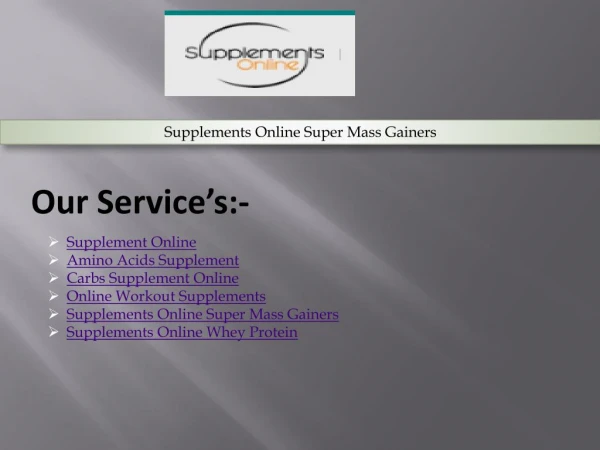 Supplements Online Super Mass Gainers
