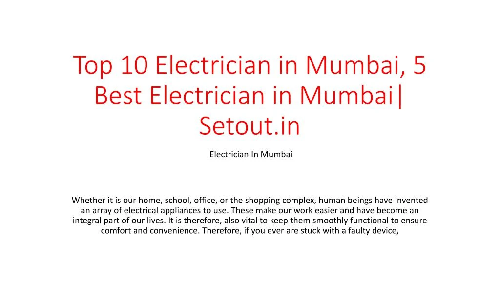 top 10 electrician in mumbai 5 best electrician in mumbai setout in