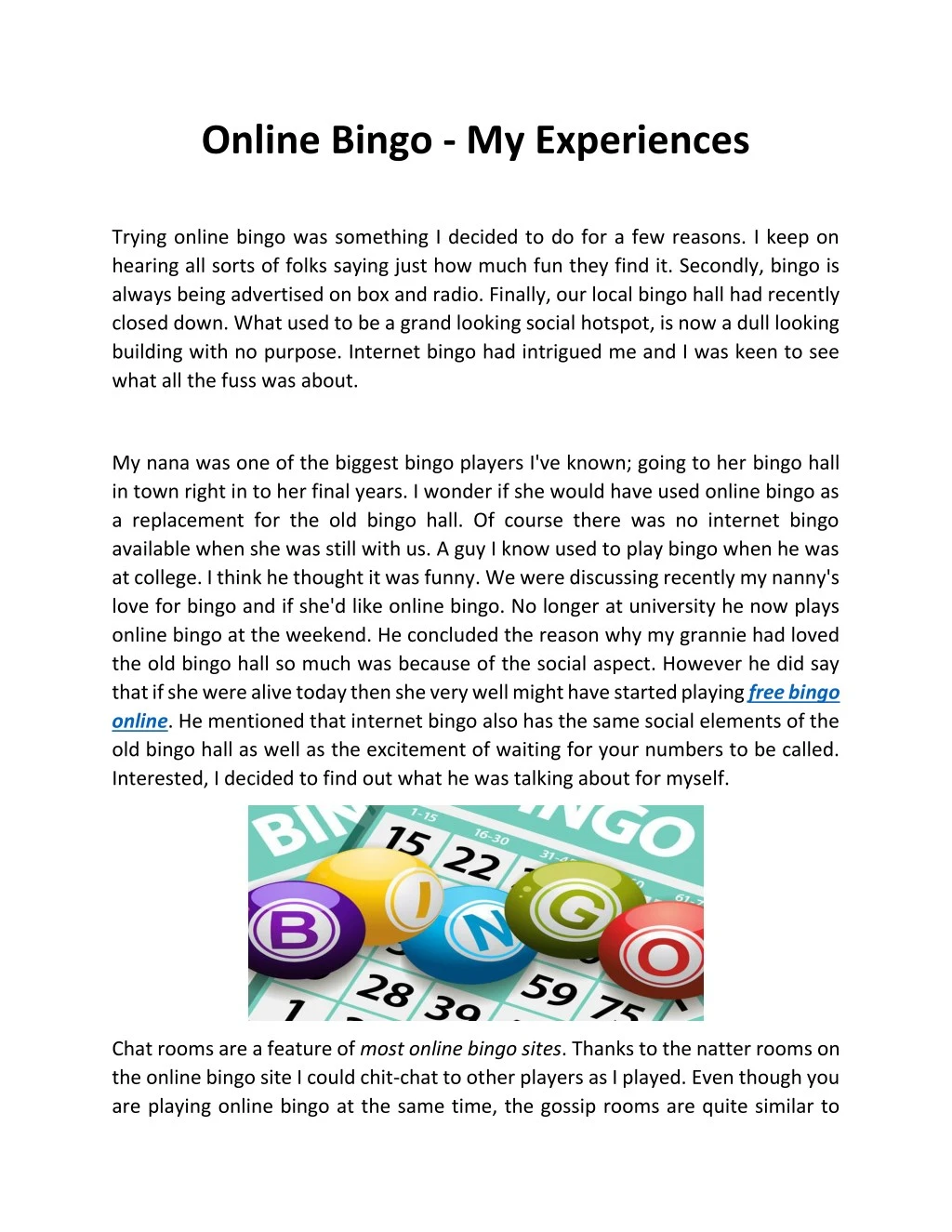 online bingo my experiences