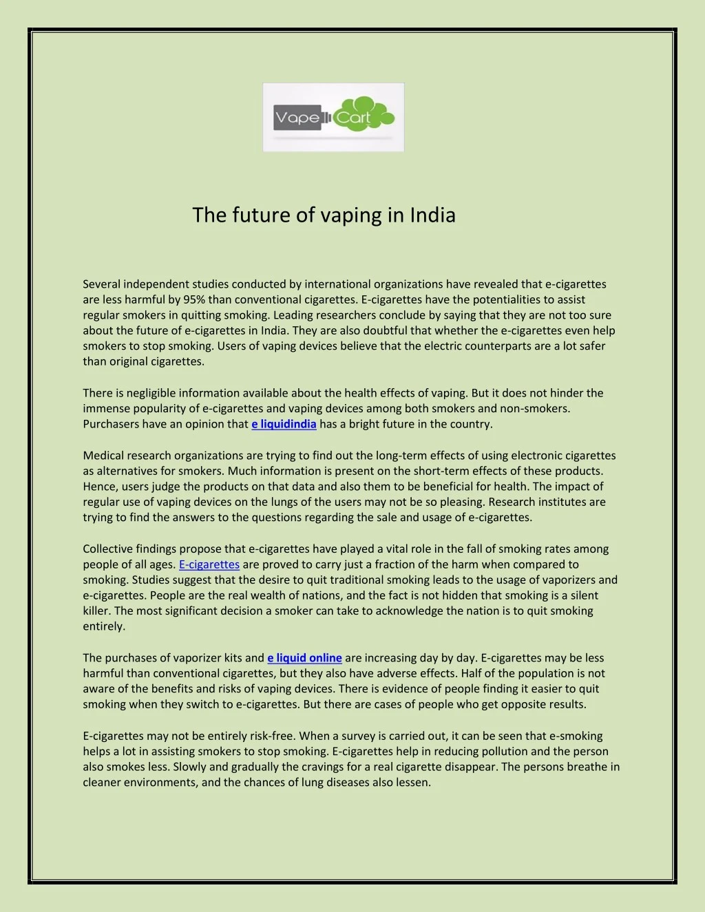 the future of vaping in india