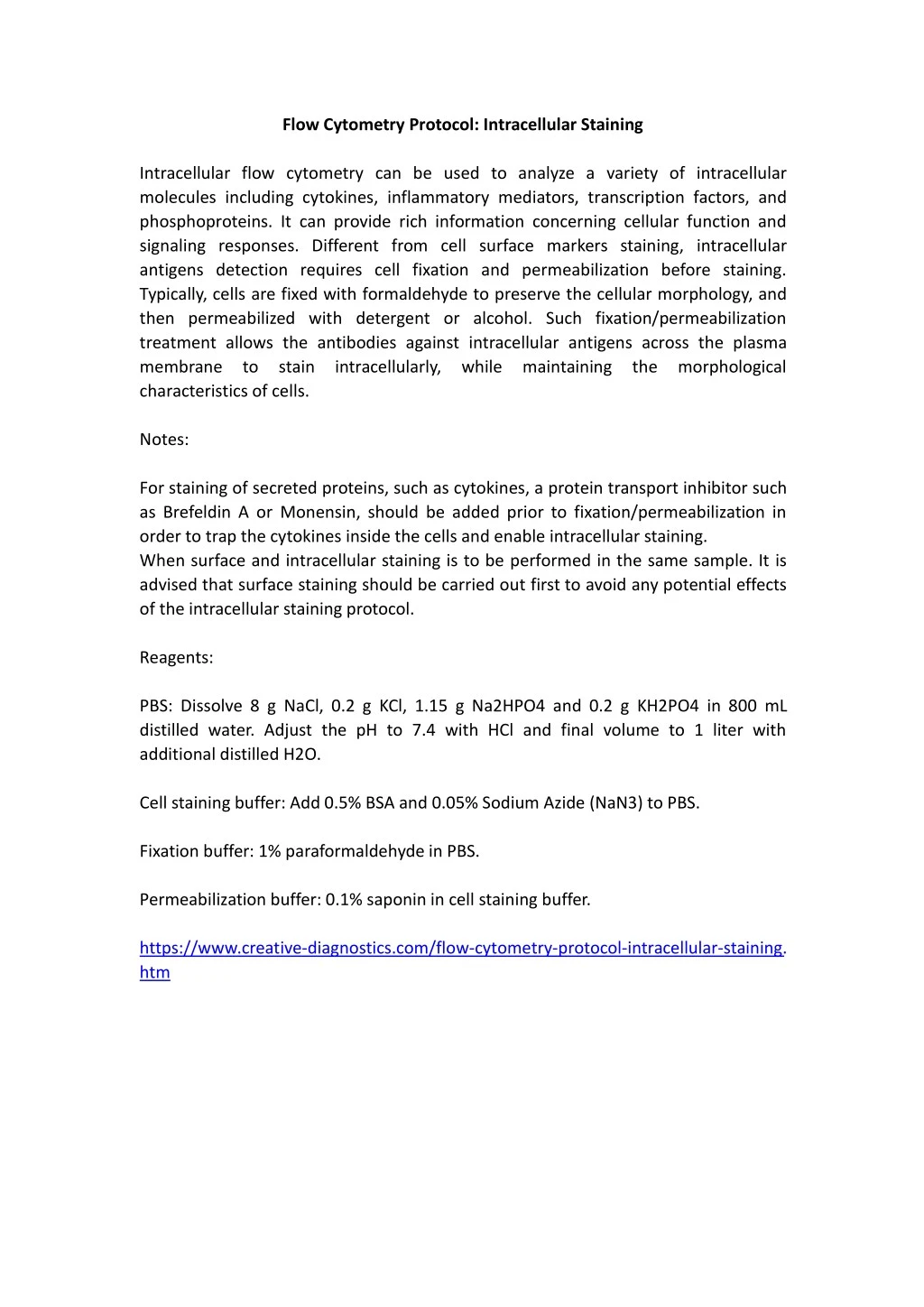 flow cytometry protocol intracellular staining