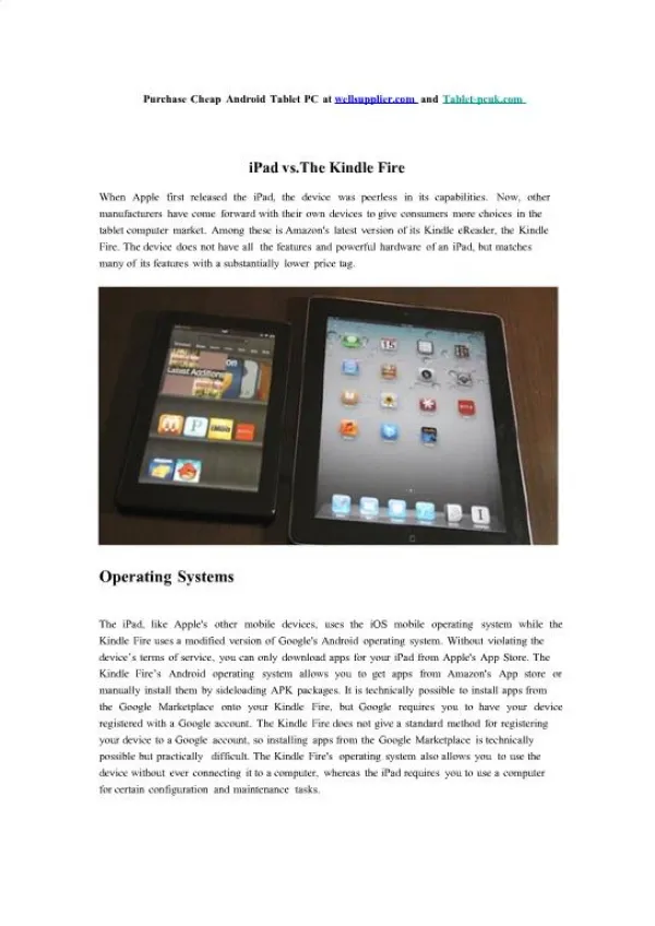 iPad vs.The Kindle Fire