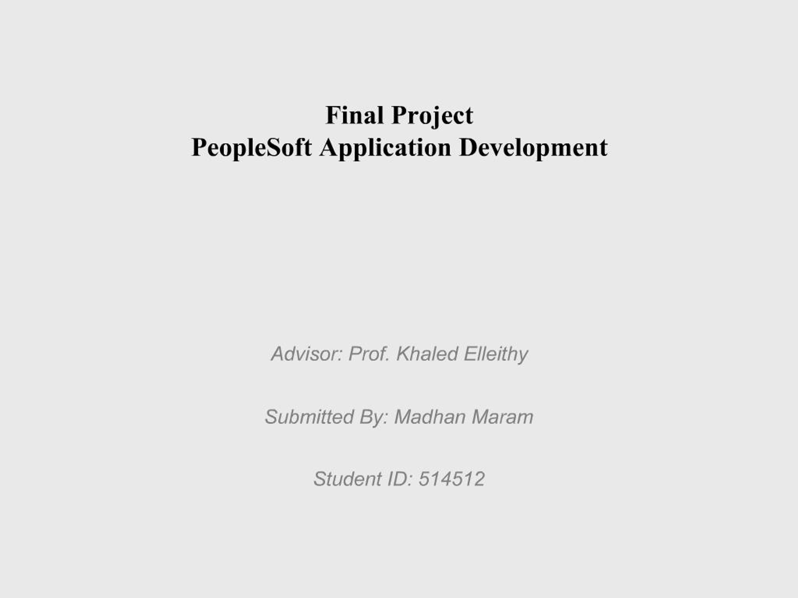 PPT - Final Project PeopleSoft Application Development PowerPoint ...