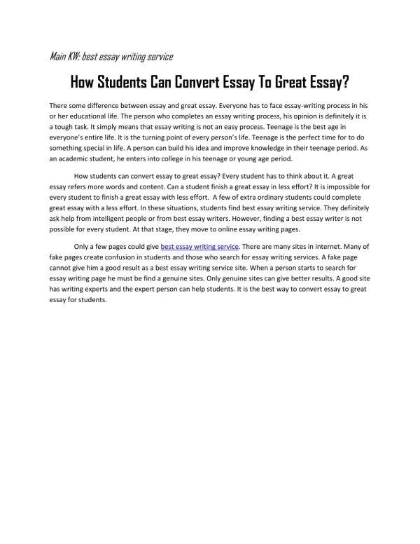 How Students Can Convert Essay To Great Essay?