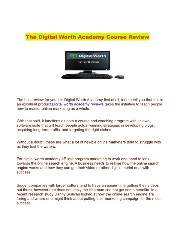 Best Digital Worth Academy Affiliate Program