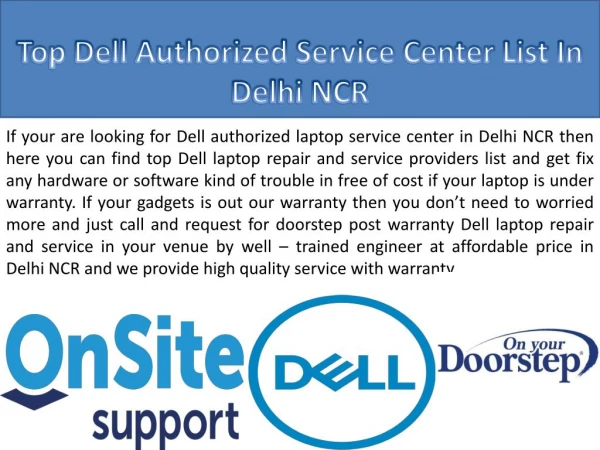 Dell authorized laptop service provider list In Delhi NCR