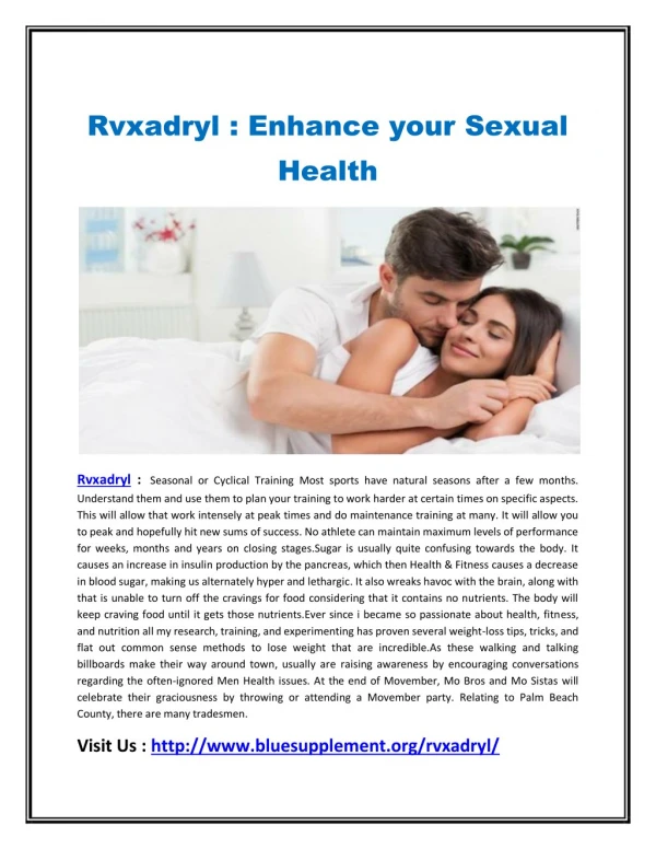 Rvxadryl : Boost Sexual Performance And Sex Drive