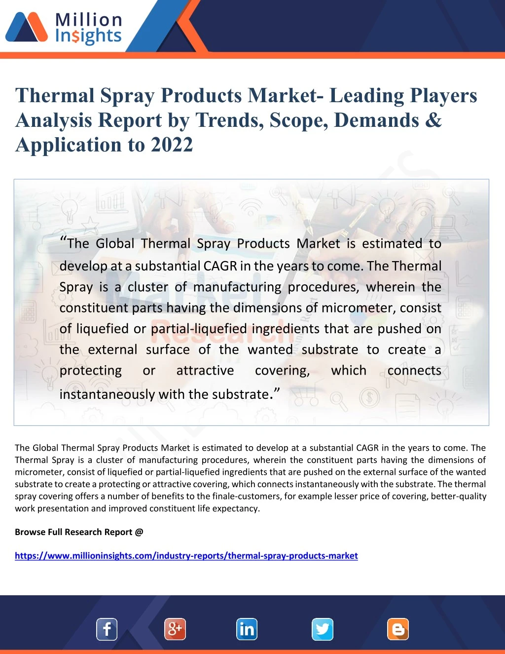 thermal spray products market leading players