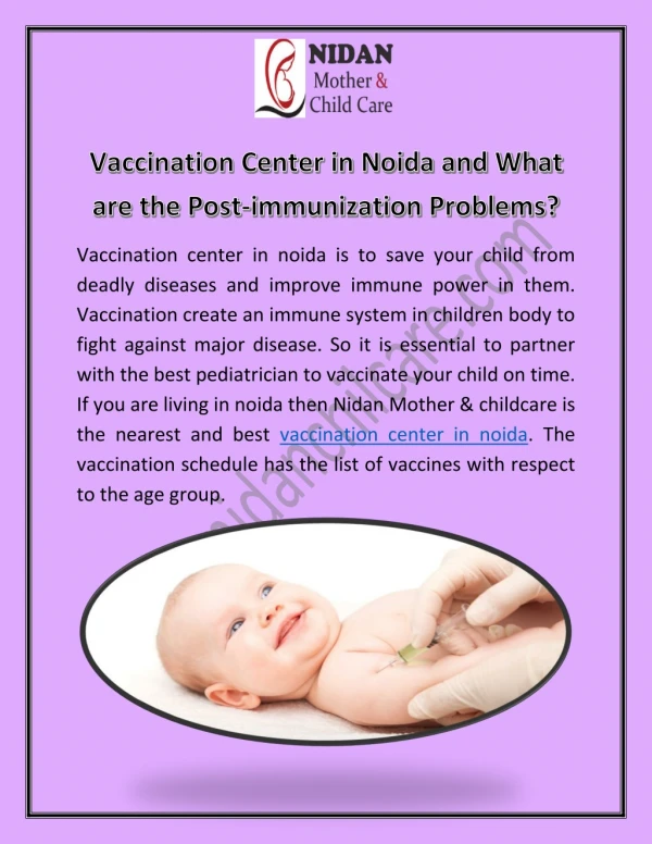 Vaccination Center in Noida and What are the Post-immunization Problems?