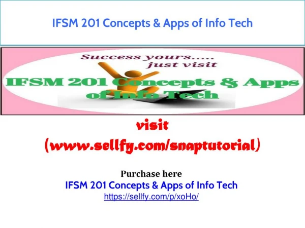 IFSM 201 Concepts & Apps of Info Tech