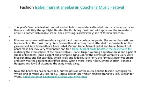 Fashion Isabel marant sneakers in Coachella Music Festival