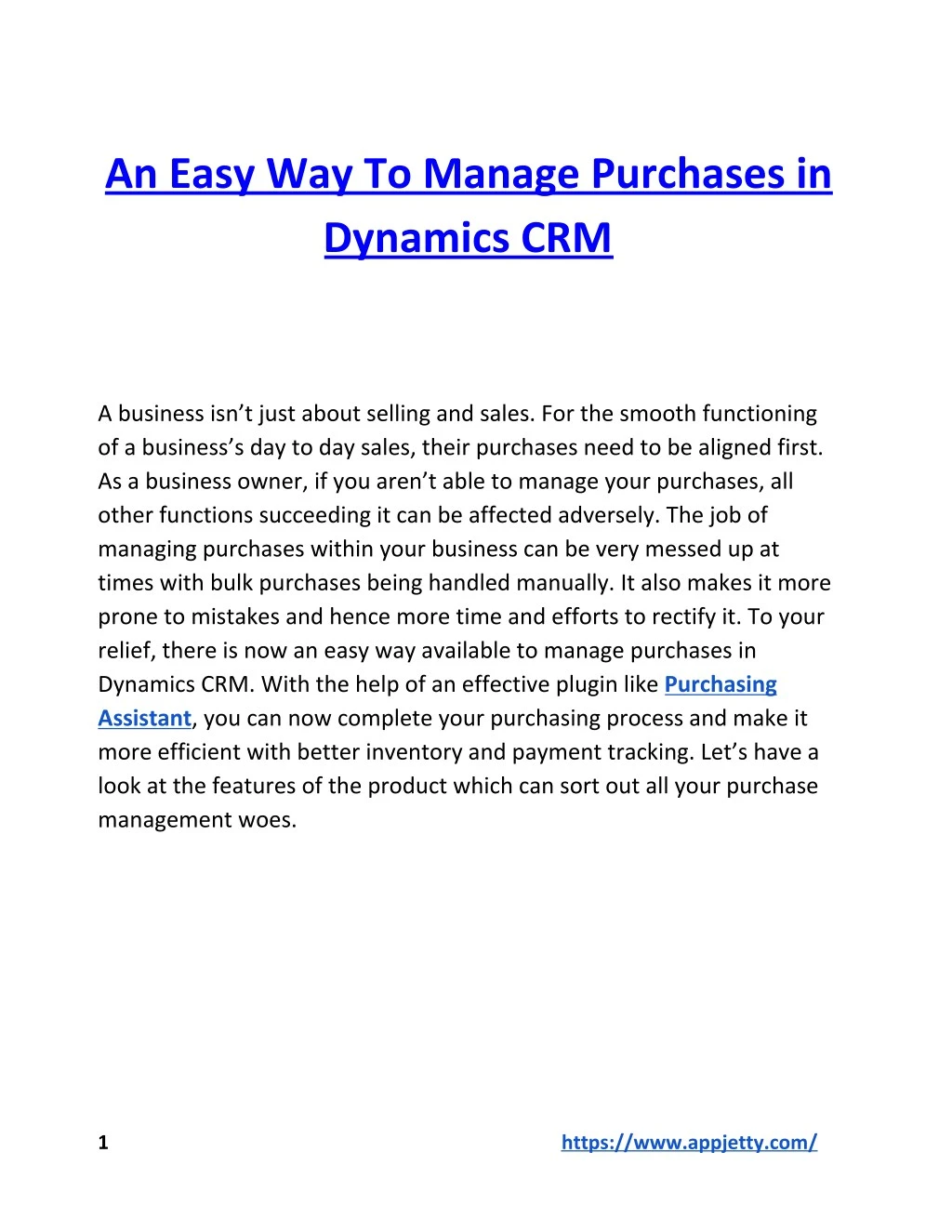 an easy way to manage purchases in dynamics crm