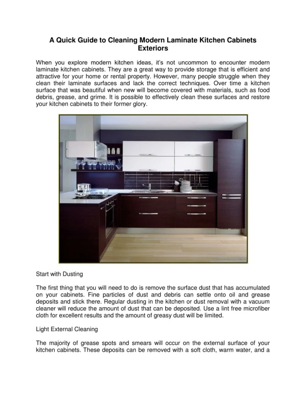 A Quick Guide to Cleaning Modern Laminate Kitchen Cabinets Exteriors