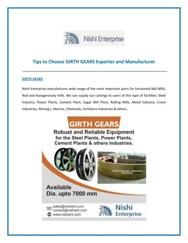 Tips to Choose the Best Girth Gear Exporter for Your Industrial Solutions