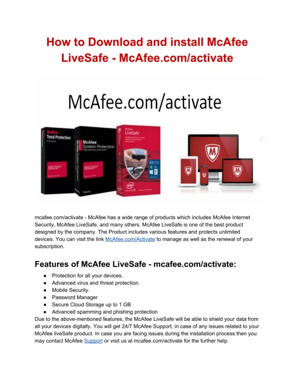 How to Download and install McAfee LiveSafe - McAfee.comactivate