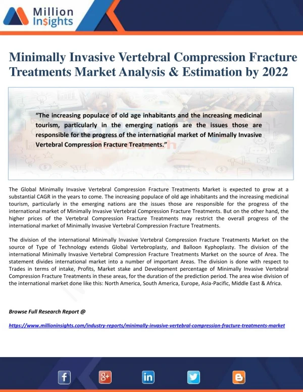 Minimally Invasive Vertebral Compression Fracture Treatments Market Analysis & Estimation by 2022