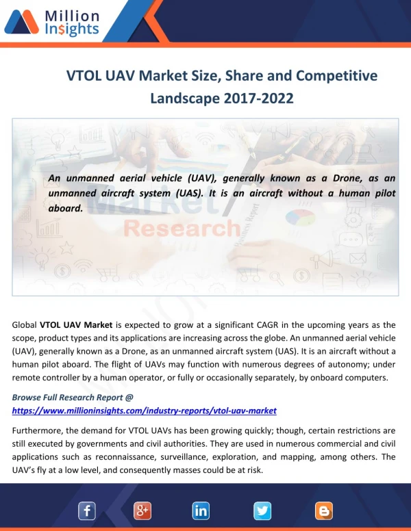 VTOL UAV Industry Size (Volume and Value), Export, Import Analysis by Region 2017-2022