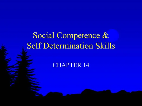 Social Competence Self Determination Skills