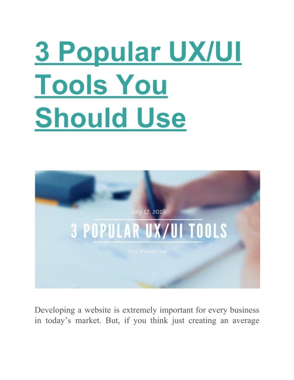 3 Popular UX/UI Tools You Should Use