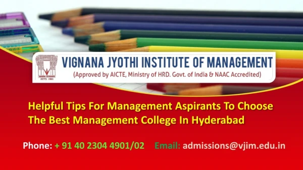 Helpful Tips For Management Aspirants To Choose The Best Management College In Hyderabad