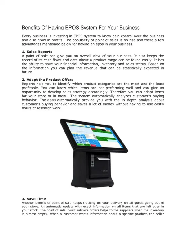 Benefits Of Having EPOS System For Your Business