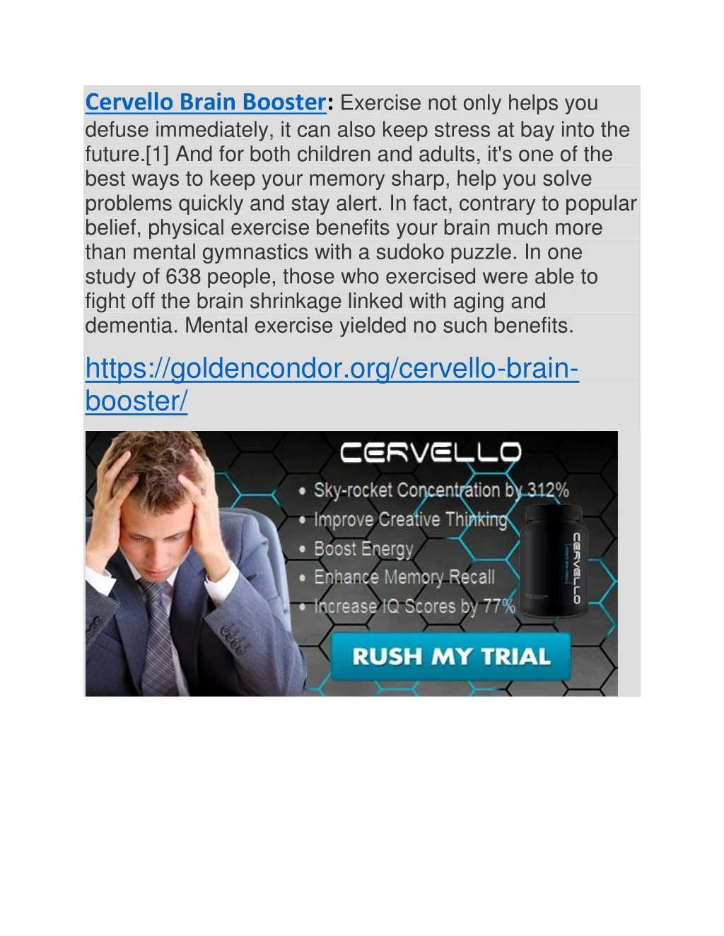 cervello brain booster exercise not only helps