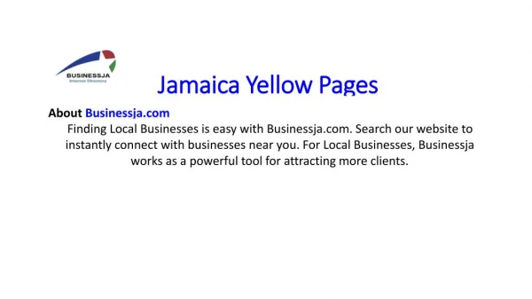 BusinessJA is a Business Internet Directory. We offer Jamaica Yellow Pages.