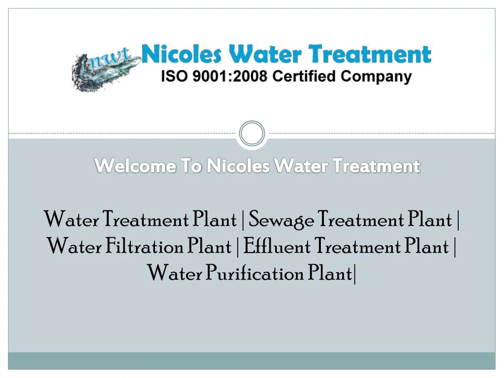 welcome to nicoles water treatment