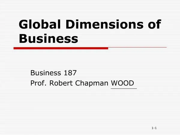 Global Dimensions of Business