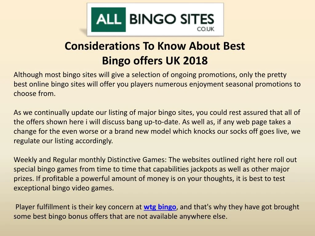 considerations to know about best bingo offers