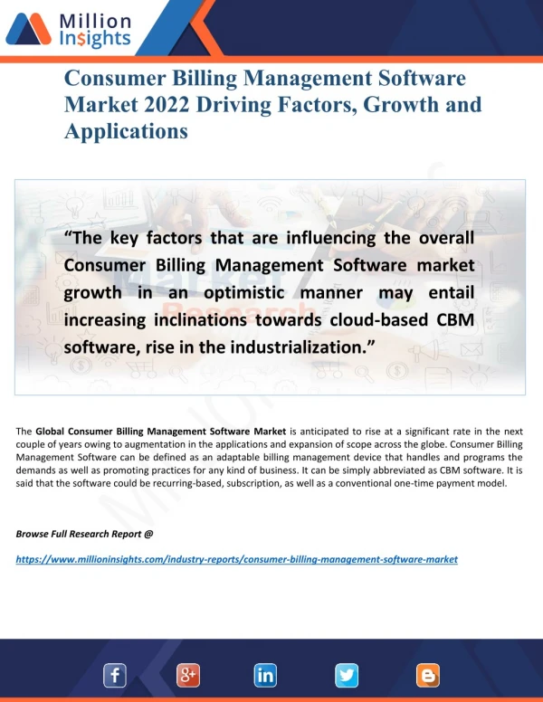 Consumer Billing Management Software Market 2022 by Opportunities, Trends, Dynamics