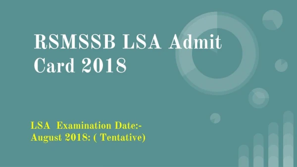 RSMSSB LSA Admit Card 2018