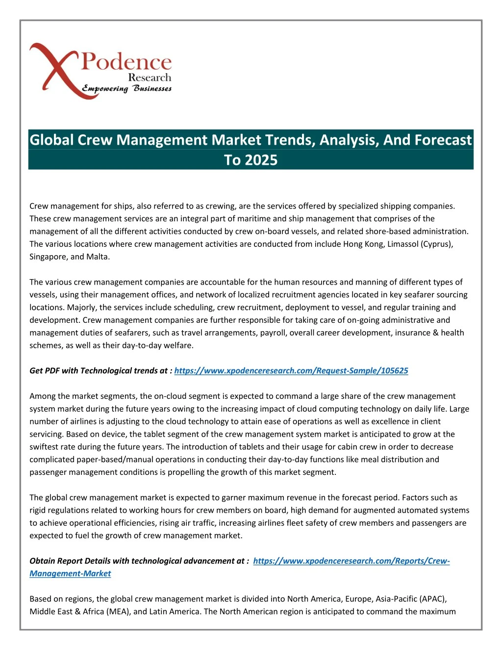 global crew management market trends analysis