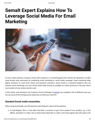 Semalt Expert Explains How To Leverage Social Media For Email Marketing - slide 1