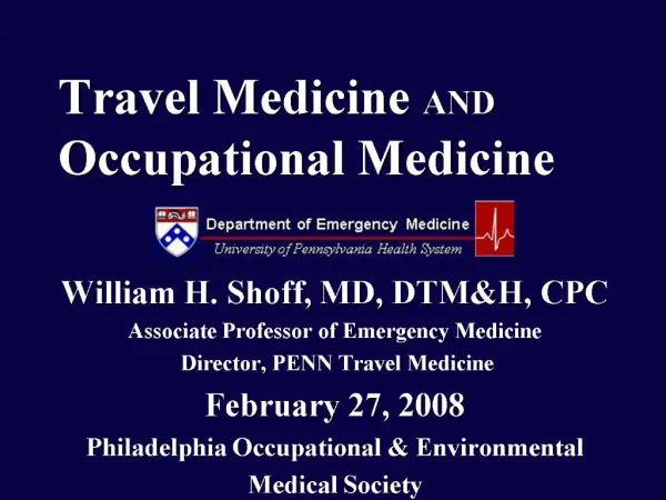 Travel Medicine AND Occupational Medicine