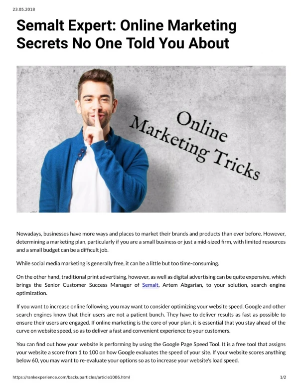 Semalt Expert: Online Marketing Secrets No One Told You About