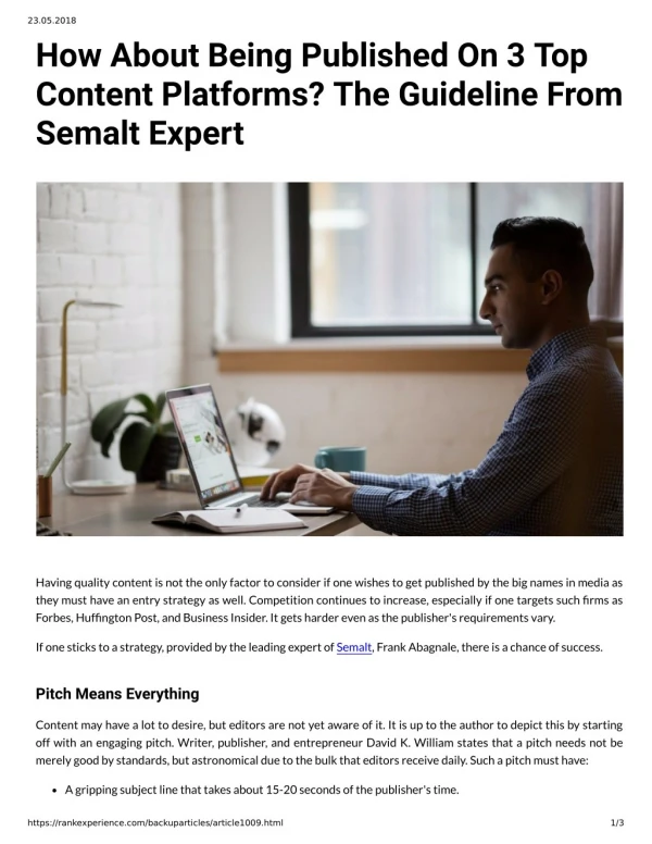 How About Being Published On 3 Top Content Platforms? The Guideline From Semalt Expert