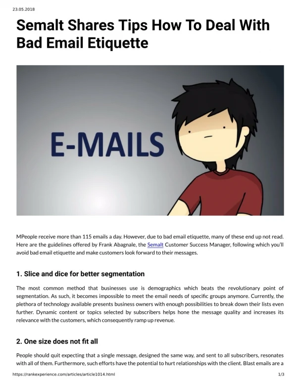 Semalt Shares Tips How To Deal With Bad Email Etiquette