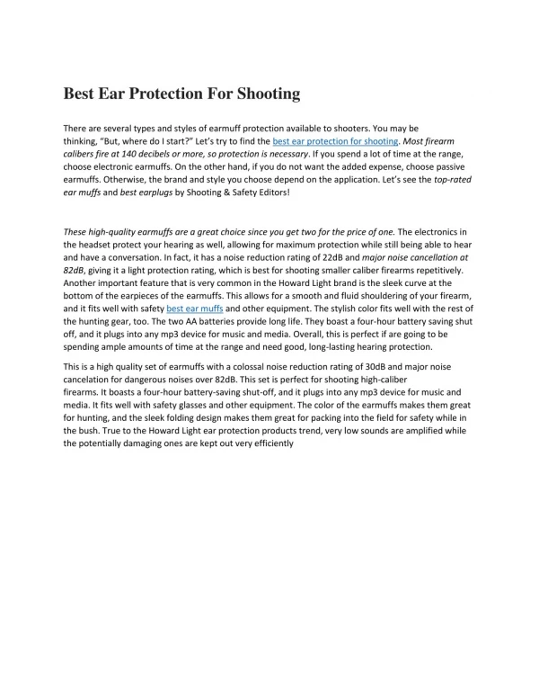 Best Ear Protection for Shooting that