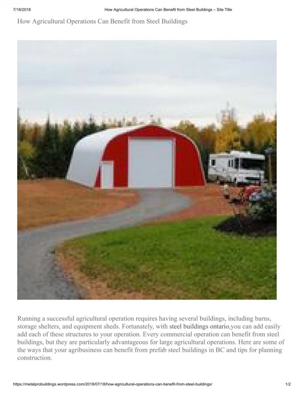 How Agricultural Operations Can Benefit from Steel Buildings