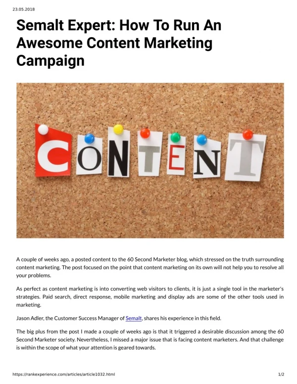 Semalt Expert: How To Run An Awesome Content Marketing Campaign