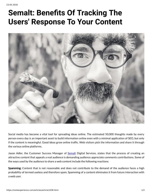 Semalt: Benefits Of Tracking The User's Response To Your Content