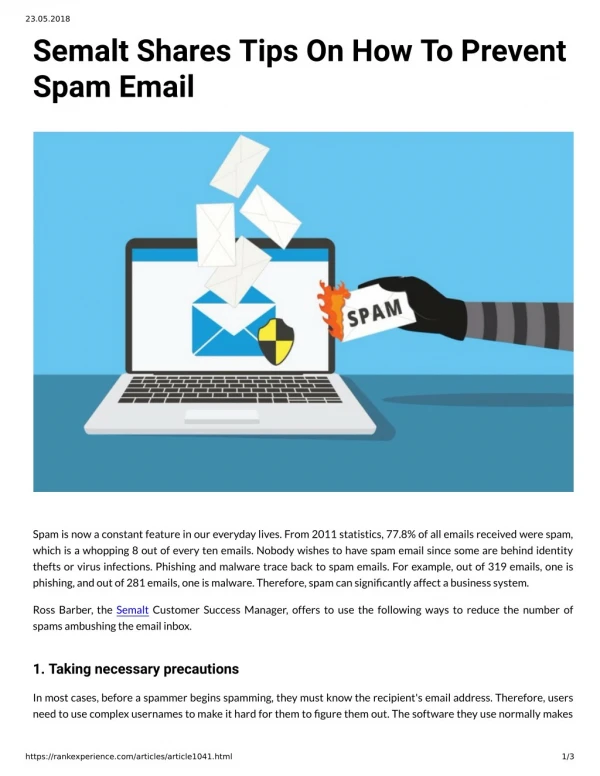 Semalt Shares Tips On How To Prevent Spam Email
