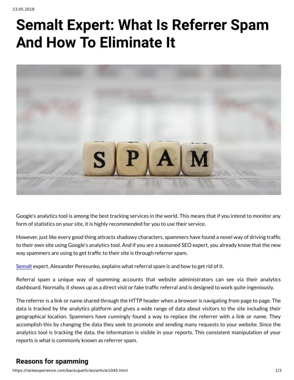 Semalt Expert: What Is Referrer Spam And How To Eliminate It