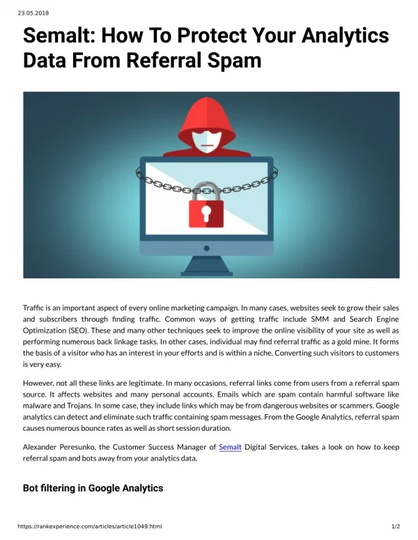 Semalt: How To Protect Your Analytics Data From Referral Spam
