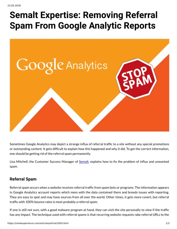 Semalt Expertise: Removing Referral Spam From Google Analytic Reports