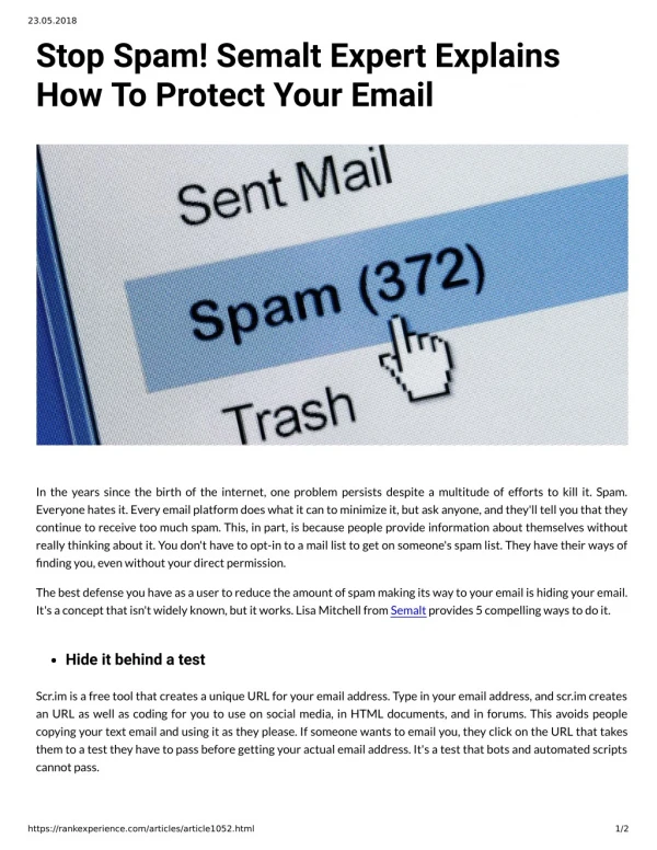 Stop Spam! Semalt Expert Explains How To Protect Your Email