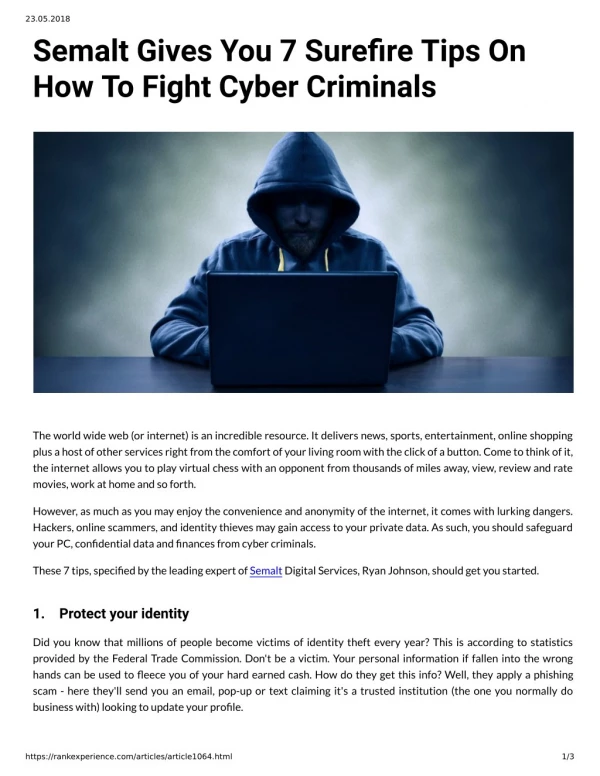 Semalt Gives You 7 Surefire Tips On How To Fight Cyber Criminals