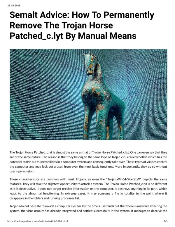 Semalt Advice: How To Permanently Remove The Trojan Horse Patched_c.lyt By Manual Means